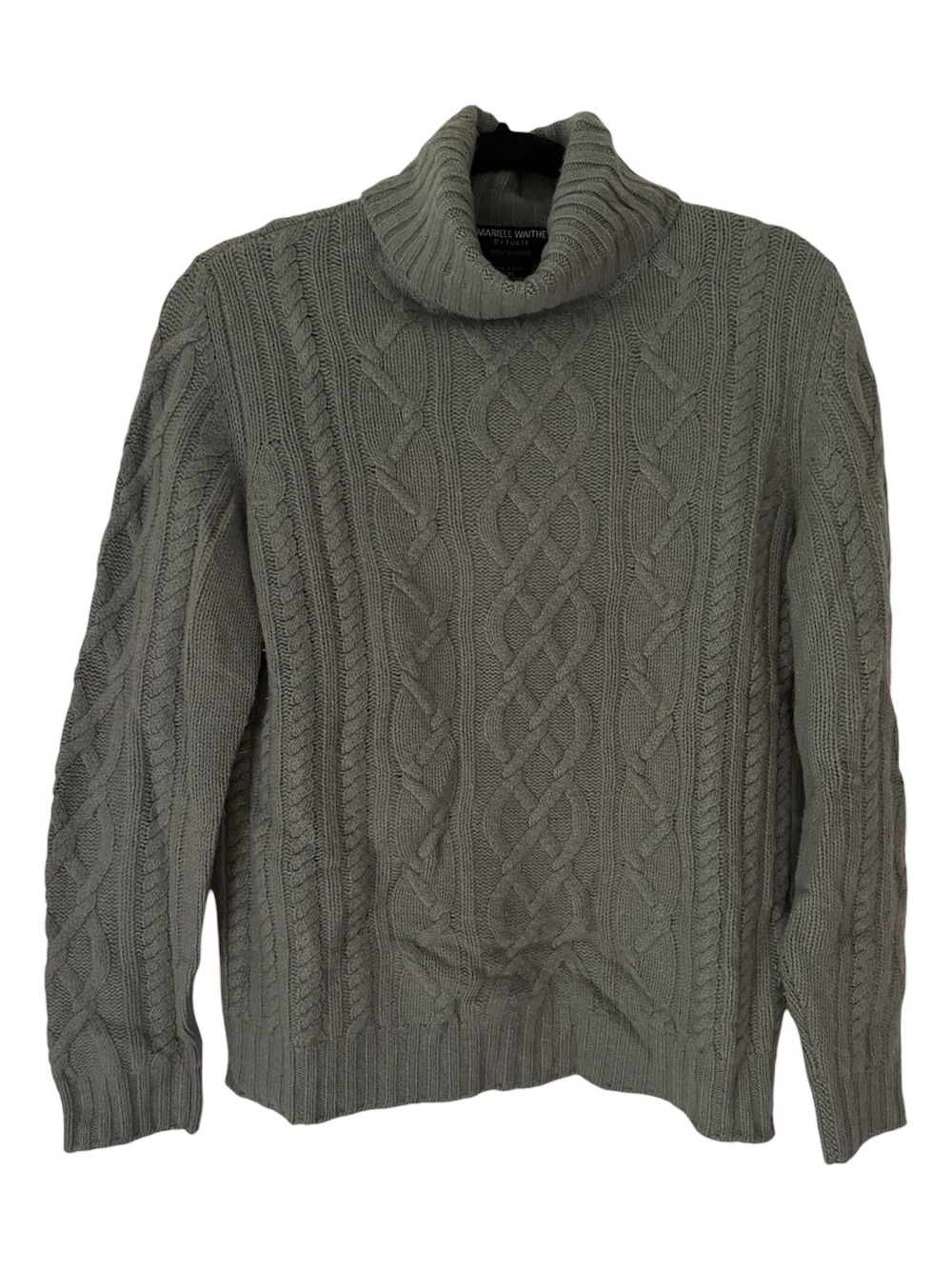 Cable-Knit Gray Turtleneck Sweater